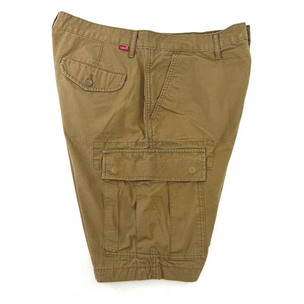 Levis Mens Brown Ripstop Cargo Shorts Size 34 Utility Workwear Casual Brown